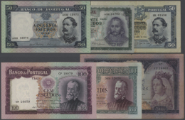 Set Of 6 Different Banknotes Containing 100 Escudos 1957 P. 159 (VF-), 50 Escudos 1953 P. 160 (F+), 20 Escudos 1960... - Portugal