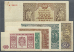 Set With 6 Banknotes 1946 Issues Containing 1000 Zlotych 15.01.1946 And 1, 2, 10, 20, 50 Zlotych 15.05.1946, P.122,... - Poland