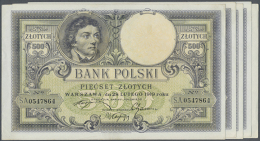 Set Of 5 Banknotes 500 Zlotych 1919 P. 58, Three Of Them Consecutive, All Similar Condition With Light Dints At... - Poland