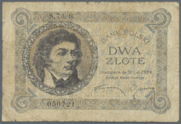 2 Zlote 1919, P.52 In Well Worn Condition With Many Folds, Stained And Yellowed Paper, Some Small Tears Along The... - Poland