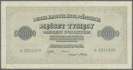500.000 Marek Polskich 1923, P.36 In Extraordinary Good Condition With Soft Vertical Fold At Center, Some Tiny... - Poland