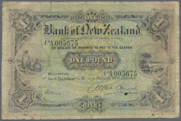 New Zealand: Rare Note Of 1 Pound 1917, Issued Note, "A" Serial Prefix, A Few Pinholes In Paper, Minor Border... - New Zealand