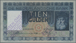 10 Gulden 1934 P. 49, Stamped "Buiten Omloop" On Front And Back By The Bank, Light Center Fold, Crisp Paper, No... - Other & Unclassified