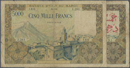 Set Of 2 Different Notes 5000 Francs, One From 1953 Without Red Overprint In Watermark Area (P. 49) And One Dated... - Morocco