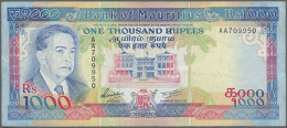 1000 Rupees ND(1991) P. 41 In Used Condition With Several Light Folds, 2 Pinholes But No Tears, The Key Note Of... - Mauritius