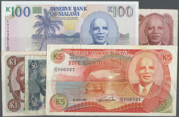 Set Of 5 Different Banknotes Containing 50 Tambala L.1964 P. 5 (F-), 1 Kwacha L.1964 P. 6 (F), 1 Kwacha L.1964 P.... - Malawi