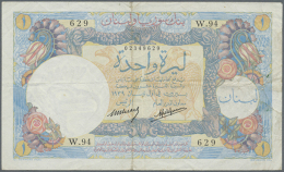 1 Livre 1939 P. 15, Used With Vertical And Horizontal Fold, Light Creases In Paper, Paper Still Strong, No Holes Or... - Lebanon