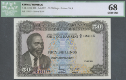 Set Of 2 CONSECUTIVE Notes 50 Shippings 1971 P. 9b, Both ICG Graded 68 GEM UNC. (2 Pcs) (D) - Kenya