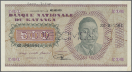 500 Francs 1960 Specimen P.9s With Portrait Of President Moise Tshombè, Perforation Specimen At Center And... - Other - Africa