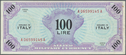 100 Lire Allied Military Currency, Series 1943, P.M15b, Some Folds And Minor Creases In The Paper, Tiny Brownish... - Other & Unclassified