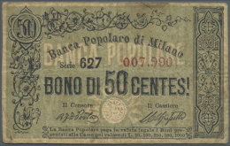 Banca Poplaro Di Milano 50 Centesimi ND P. NL, Used With Folds And Stainings But No Tears Or Repairs, Condition: F.... - Other & Unclassified