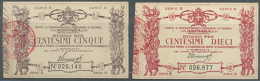 Set Of 2 Notes Camo Di Concentramento Di Guerra, P.O.W. Camp, Asinara, Not Dated 5 And 10 Centesimi, Pick NL, Both... - Other & Unclassified