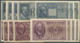 Set Of 12 Notes Containing 12x 10 Lire ND(1934-44) P. 25, 12x 5 Lire P. 28, 12x 5 Lire 1944 P. 31 And 6x 10 Lire... - Other & Unclassified