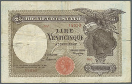 25 Lire 1923 P. 24a, Sign. Maltese & Rossolini, Series 065, Used With Several Folds And Stain In Paper, Border... - Other & Unclassified