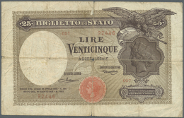 25 Lire 1923 P. 24a, Sign. Maltese & Rossolini, Series 057, Used With Several Folds And Stain In Paper, Center... - Other & Unclassified