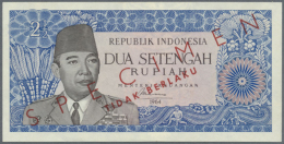 1/2 Rupiah 1964 SPECIMEN, P.81bs, Tiny Dint At Lower Left Corner, Otherwise Perfect. Condition: AUNC (R) - Indonesia