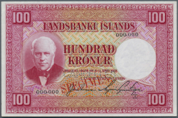 100 Kronur 1928 Specimen P. 30s With "cancelled" Perforation And Red Specimen Overprint On Front And Back. Great... - Iceland