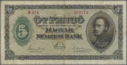 5 Pengö 1926, P.89, Rare Issue In Used Condition With Several Folds And Stained Paper. Condition: F (D) - Hungary