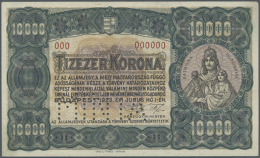 10.000 Korona 1923 SPECIMEN, P.77cs, Very Soft Vertical Bend At Center, Some Other Minor Creases And Tiny Dint At... - Hungary