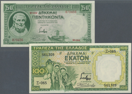 Set Of 2 Notes Containing 50 And 100 Drachmai 1939 P. 107 & P. 108, Both In Condition: AUNC. (2 Pcs) (D) - Greece