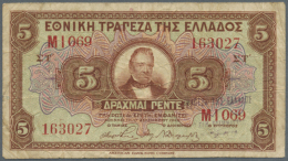 5 Drachmai ND(1928) P. 94a, Used With Several Folds And Creases, But No Holes Or Tears, Condition: F. (D) - Greece