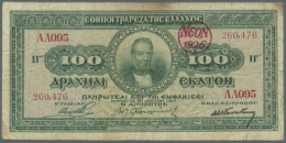 100 Drachmai ND(1926) P. 85a, Used With Lots Of Folding And Creases, Stain Trace At Upper Center And Upper Right,... - Greece