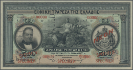 500 Drachmai 1921 (1922) With Red Overprint "NEON" And "SPECIMEN" With Serial Number 000000, P.68s, Four Times... - Greece