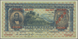 100 Drachmai 1922 (1922) With Red Overprint "NEON" And "SPECIMEN" With Serial Number 000000, P.67s, Four Times... - Greece