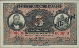 5 Drachmai 1918 (1922) With Overprint "NEON", Red Overprint "SPECIMEN" And Serial Number 000000 And Several... - Greece