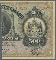 500 Drachmai = 250 Drachmai Half Note ND(1922) P. 62, Vertical And Horizontal Fold, Stains, No Holes Or Tears,... - Greece