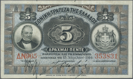 5 Drachmai 1914, P.54 In Nice Original Shape, Still Crisp Paper And Bright Colors With A Few Folds And Slightly... - Greece