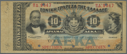 10 Drachmai ND P. 37s SPECIMEN, 5 Cancellation Holes With Specimen Overprint, Staining In Paper, Light Center Fold,... - Greece