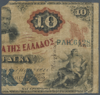 5 Drachmai ND(1878-1900) P. 36, Stronger Used With Stained Paper, Several Folds, 2 Larger Border Tears (about 1 To... - Greece