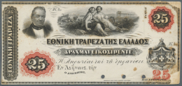 25 Drachmai ND(1863-67) Proof P. 24p, Uniface Print Mounted On Card, Small Corner Pieces Missing At Upper Right And... - Greece