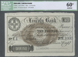 Lincoln Bank 10 Pounds 1801 P. NL, SPECIMEN With "London" Perforation, Unsigned, ICG Graded 60* AU/UNC. (D) - Other & Unclassified