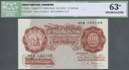 Set Of 2 Consecutive Notes 10 Shillings ND(1955) P. 368cr, Both ICG Graded 63* UNC. (2 Pcs) (D) - Other & Unclassified