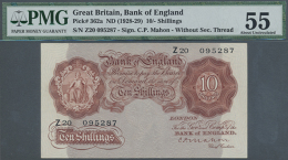 10 Shillings ND(1928-29) P. 362a, First Prefix Z, Sign. Mahon, PMG Graded 55 AUNC. (D) - Other & Unclassified