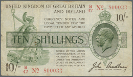 10 Shillings ND P. 350b, T20 / TR6b, Used With Folds, Light Stain At Borders, One Small Hole At Center Left,... - Other & Unclassified