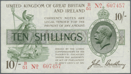 10 Shillings "John Bradbury" 1918 P. 350, T20, Light Center Fold And Light Handling In Paper, Crisp Original Paper... - Other & Unclassified