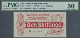 Treasury Issue 10 Shillings ND(1914) P. 346, T8-10, PMG Graded 50 AUNC. (D) - Other & Unclassified