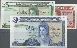 Set Of 3 Different Notes Containing 1 Pound 1988 P. 20e, 5 Pounds 1988 P. 21b, 10 Pounds 1986 P. 22b, All In... - Gibraltar