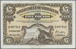 5 Pounds 1971 P. 19b, Center Fold And Light Handling In Paper But No Holes Or Tears, Paper Still With Crispness And... - Gibraltar