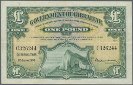 Set Of 2 Different Notes 1 Pound 1938 And 1958 P. 15a And 15c. The P. 15a Has 3 Vertical And One Horizontal Fold,... - Gibraltar