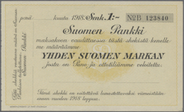 1 Markka 1918 P. NL, Light Dints In Paper, Never Folded, Condition: AUNC. (D) - Finland