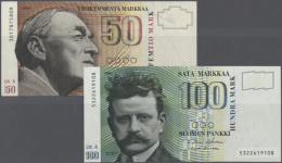 Set Of 2 Notes 50 Markkaa ND(1991) P. 118 (VF) And 100 Markkaa ND(1991) P. 119 (UNC). Nice Set. (2 Pcs) (D) - Finland