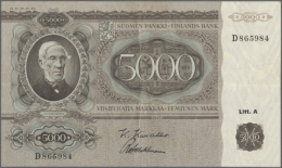 5000 Markkaa 1945 P. 83a, Vertically And Horizontally Folded, Light Stain On Back At Left, No Holes Or Tears, Crisp... - Finland