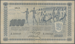 1000 Markkaa ND(1939) P. 67A, Rare Issue, Used With Vertical And Horizontal Fold, Probably Pressed, No Holes Or... - Finland