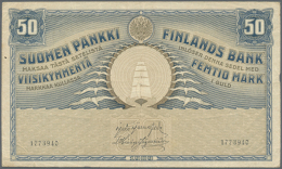 50 Markkaa 1909 P. 12, Used With Center Fold, Corner Folds, Light Creases, Paper Still Strong With Original Colors,... - Finland