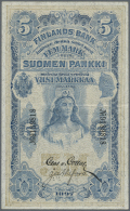 5 Markkaa 1897 P. 2a, Seldom Seen Early Issue In Nice Condition With A Horizontal Fold And Light Handling In Paper,... - Finland