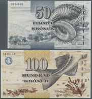 Set 2 Notes 50 And 100 Kronur ND(2001-04) In Condition UNC. (2 Pcs) (D) - Faroe Islands